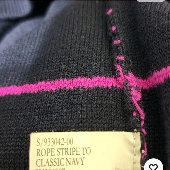 BANANA REPUBLIC size Small Striped Pullover‎ Sweater Button Classic Preppy Navy - Picture 12 of 13